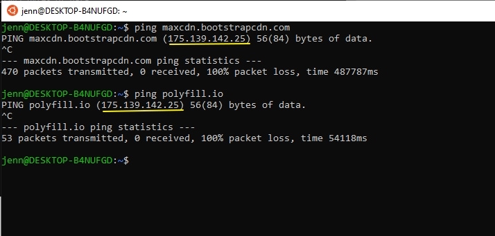 Ping check example on ubuntu