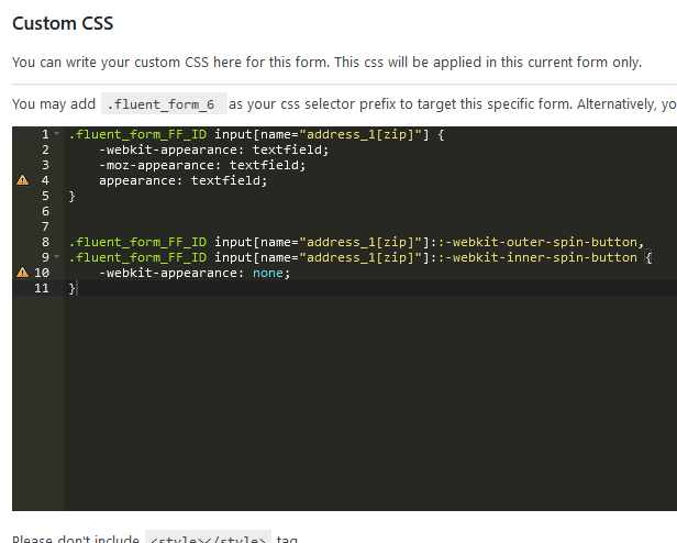 CSS to remove the number type field step up and down button