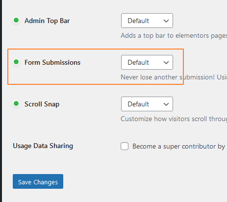 Ensure form submissions module activated.