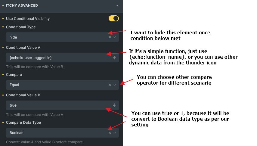 Simple guide on how to use this custom conditional visibility feature.