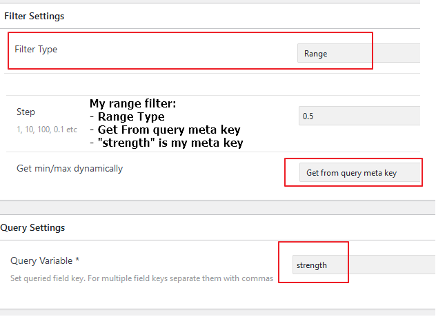 My range type filter setting