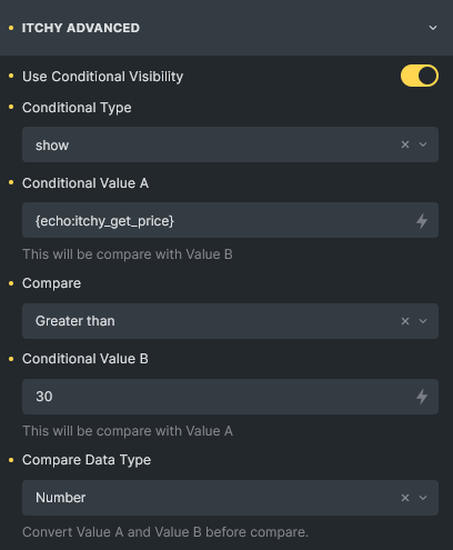 Example: Show if WooCommerce price greater than 30