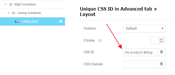 Unique ID for listing grid