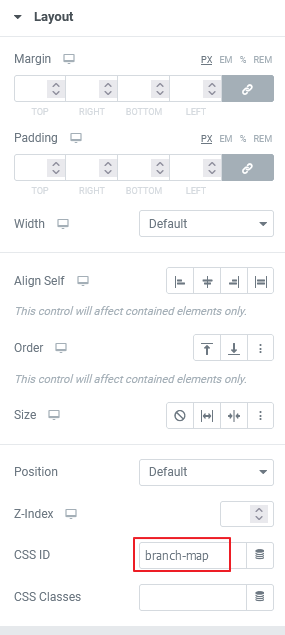 branch-map as my map listing CSS ID