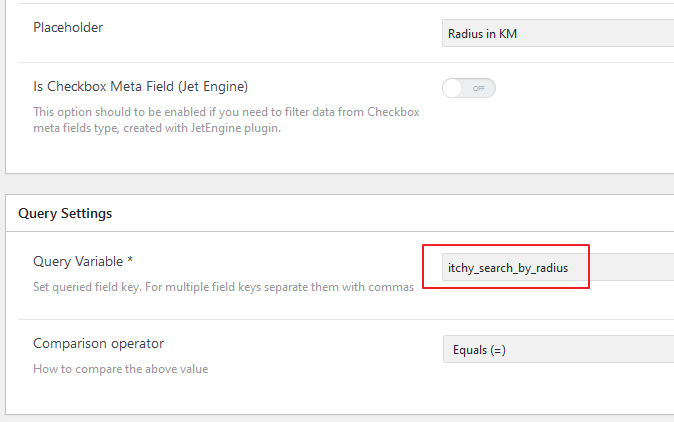 Make sure itchy_search_by_radius never ever use as meta field in entire website